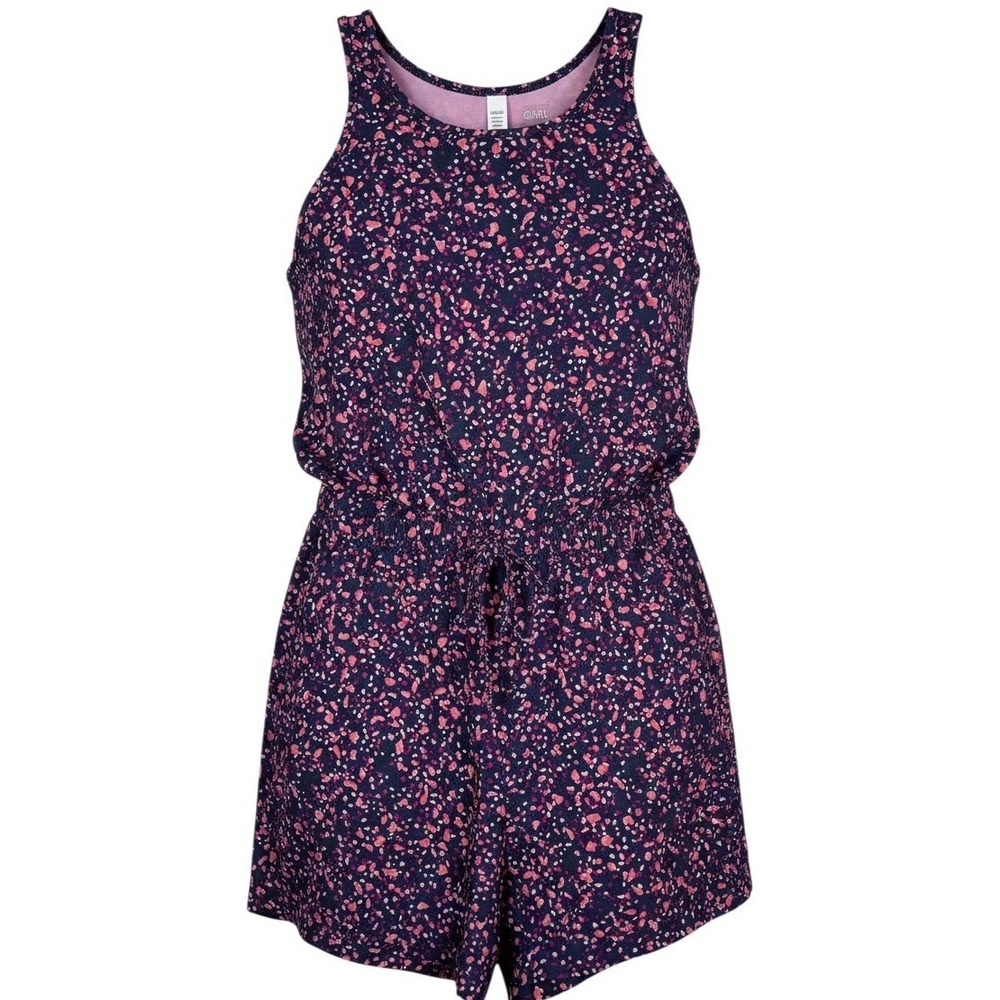 Athleta Girl Romper XL 14 Navy Pink Speckle Sporty Active Summer Outing